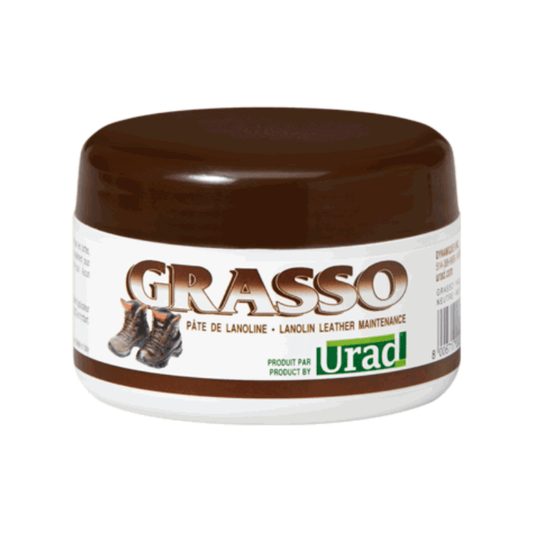 Grasso Lanolin-base product to protect, waterproof and moisturize leather.