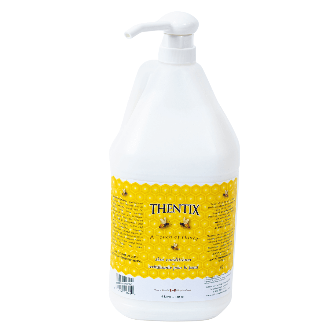 Thentix skin conditioner comes in an amazing 4 Litre jug providing you a large pump bottle filled with the best moisturizer for dry skin and sensitive skin.