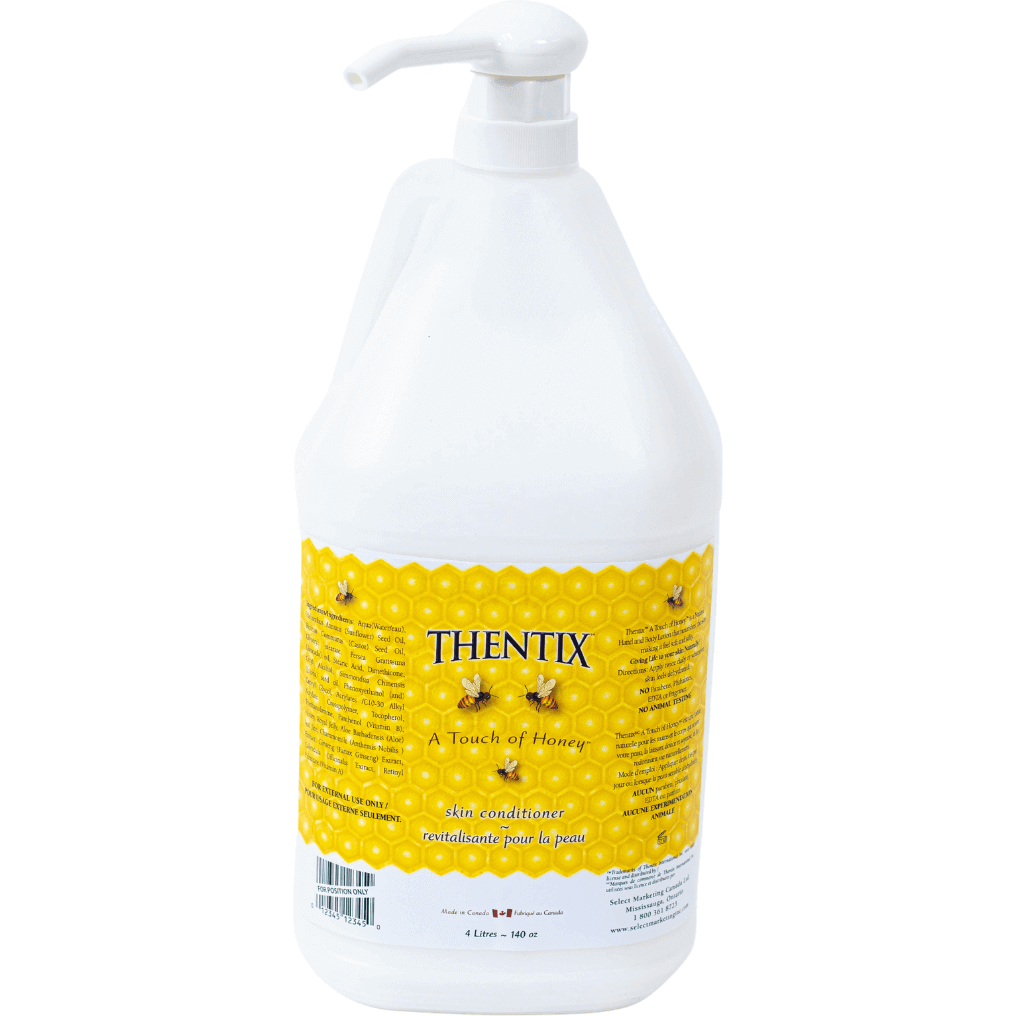 Thentix skin conditioner comes in an amazing 4 Litre jug providing you a large pump bottle filled with the best moisturizer for dry skin and sensitive skin.