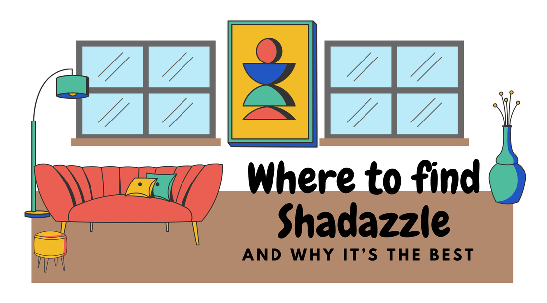 Where to find Shadazzle eco-friendly products in a stylish living room setting.