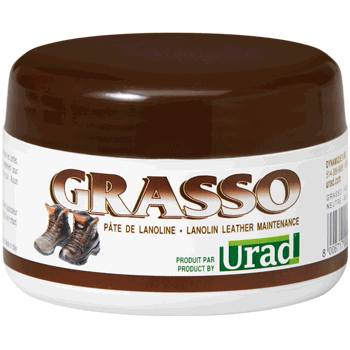Grasso Lanolin-base product to protect, waterproof and moisturize leather.