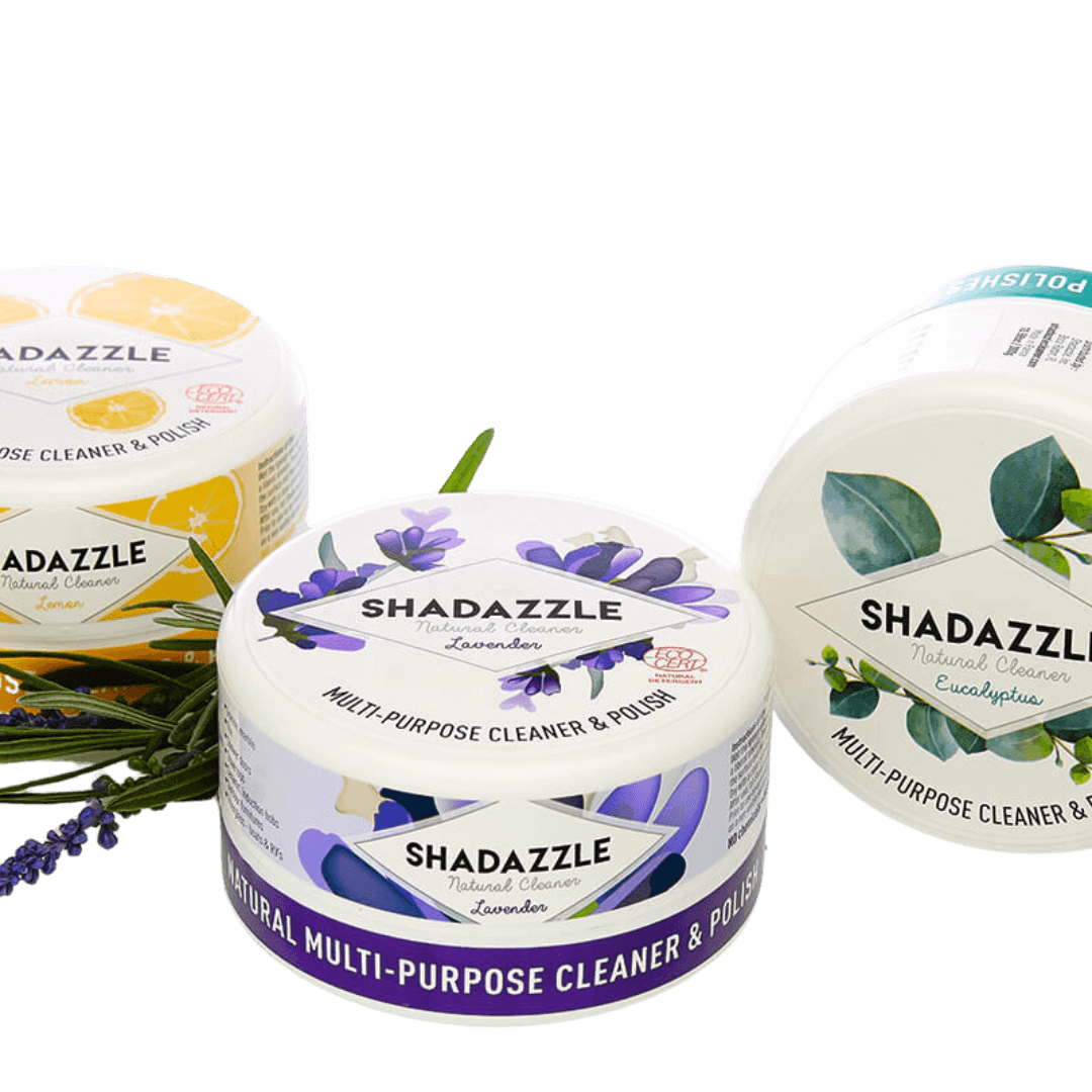 Shadazzle cleaner comes in different scents lavender, lemon, eucalyptus, and grapefruit.